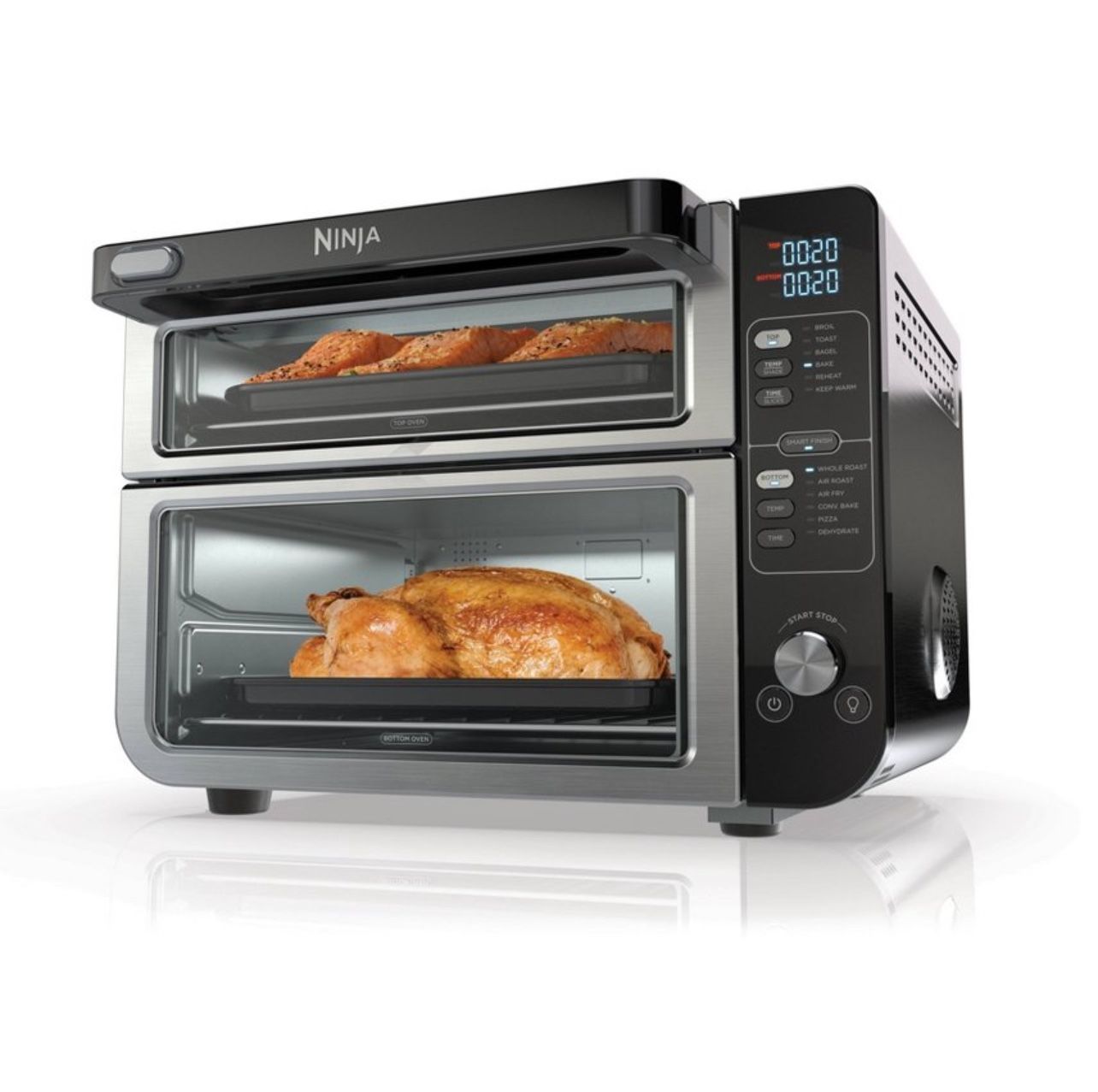 Ninja 12-in-1 Double Oven with FlexDoor, FlavorSeal & Smart Finish, Rapid Top Oven, Convection and Air Fry Bottom Oven - DCT401