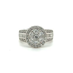 14kt White Gold Diamond Ring Round Cluster 2ctw 10.70grams Size 10