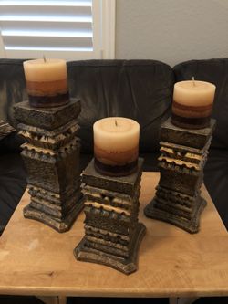 Touch of class Candle Holders (Wood, hand-crafted from Ecuador)