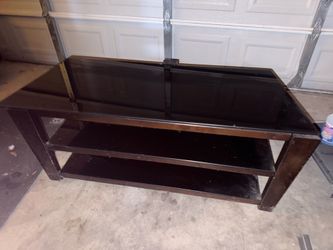 Dark Wood Glass TV Stand / Entertainment Center – 58” Wide