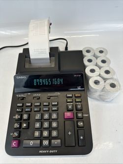 CASIO DR-210R Printing Calculator 12 Digit Heavy Duty W/Pack of Paper TESTED SEE