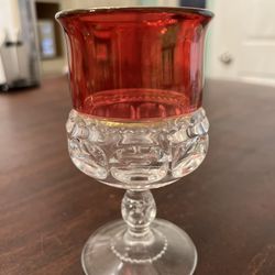 Tiffin Franciscan King's Crown Thumbprint Ruby Red Water Goblet