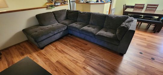 Gray Microfiber L-Shaped Sectional Sofa