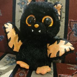 HOLLOWEEN TY BEANIE BOOS " MORTIMER" BLACK  & ORANGE BAT PLUSH TOY 
