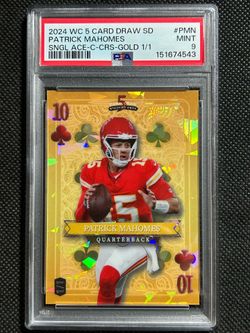 2024 Wild Card Draw Promo Patrick Mahomes 10 Crystal Clubs Gold #1/1 PSA 10