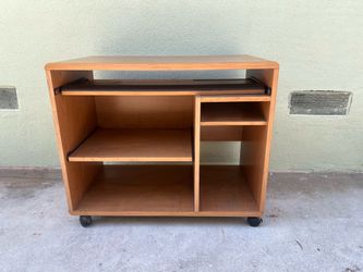 Wood Computer Desk Cart on Wheels
