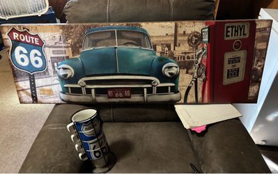 “Route 66”large canvas  and ceramic cup set