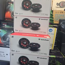 Rockford Fosgate M2-65B Color Optix 6.5” 2-Way Coaxial Multicolor LED Lighted Marine Speakers - Black/Stainless (Pair)