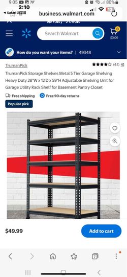 New in Box TrumanPick Storage Shelves Metal 5 Tier Garage Shelving Heavy Duty 28"W x 12 D x 59"H Adjustable Shelving Unit for Garage Utility Rack Shel