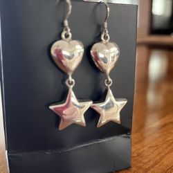 Sterling Silver Heart & Star Earrings