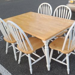Oak And White Country Dining Table (No Chairs) Solid Oak/ Farmhouse/ Rustic /  Cottage/  Distressed/ 6 Chair Set Up/ Set