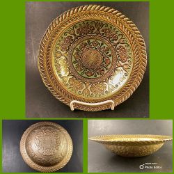 Gorgeous VTG Goofus Glass Bowl—Lovely Green, Copper & Gold Colors!  Excellent Condition!