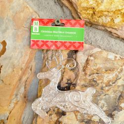 Silver And Opaque New Reindeer Ornament