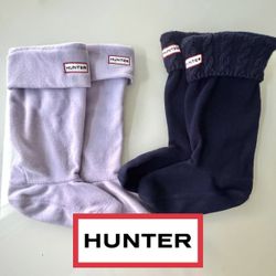 Like New - Hunter Boot Liner Socks Fleece Knitted (Lilac And Dark Navy) Original Rainboots