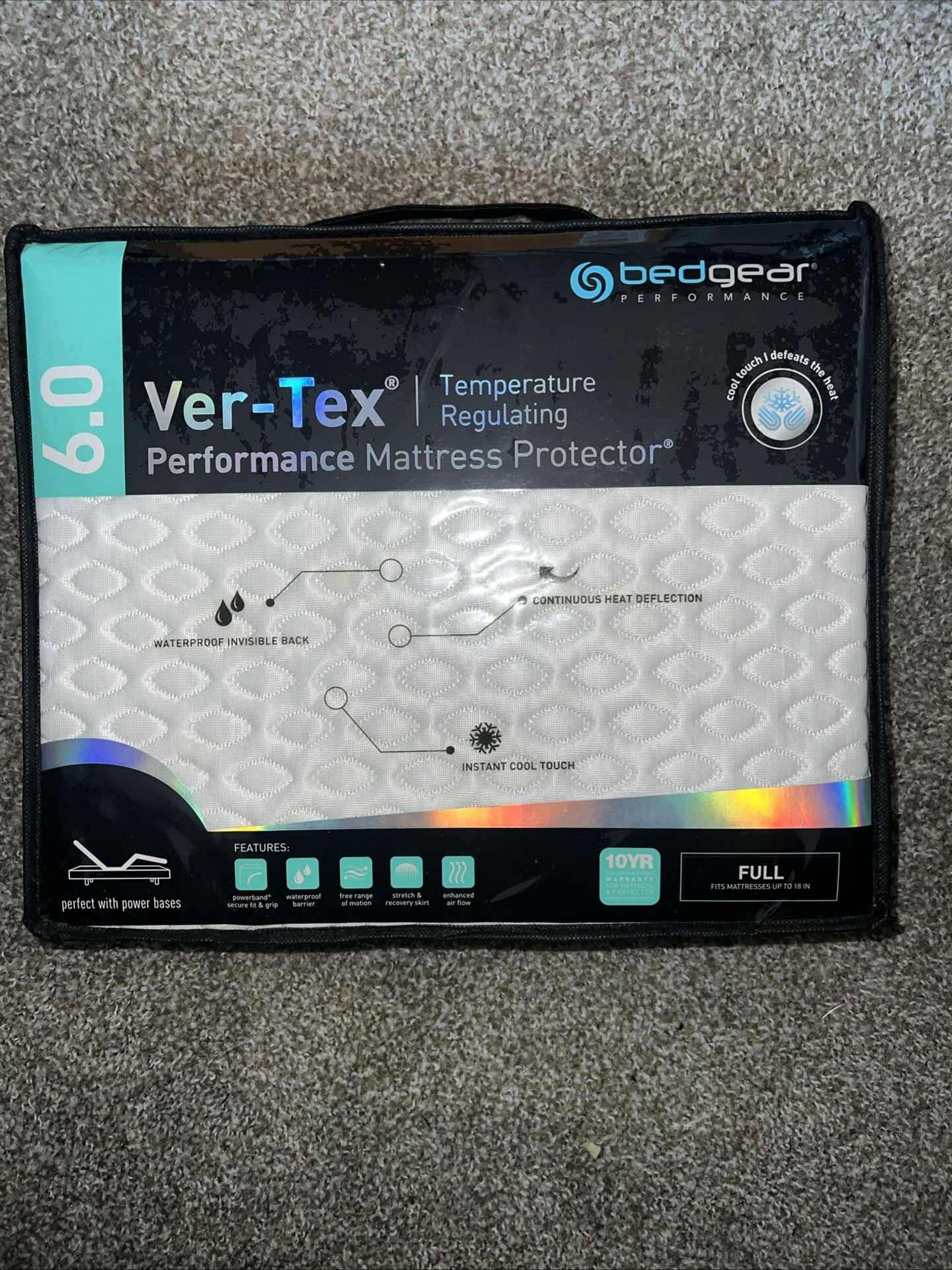 BedGear Full Mattress Protector Ver-Tex 6.0 Temperature Regulating w/ Warranty