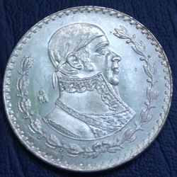 1967 Mexico 1 Peso Morelos Silver Coin