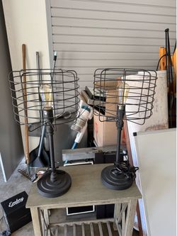 Pair of black lamps