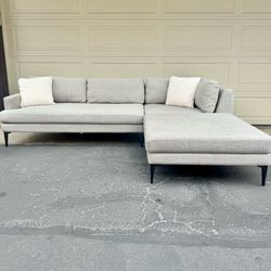 Gray West Elm Andes 3 PC Sectional Couch Sofa