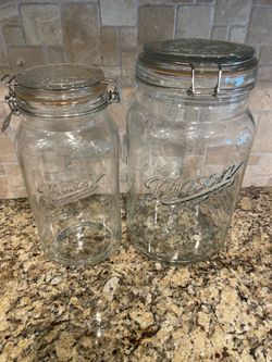 Mason Jars With Clamp Lids (Set of 2) Large 118.3 oz and 70 oz Size