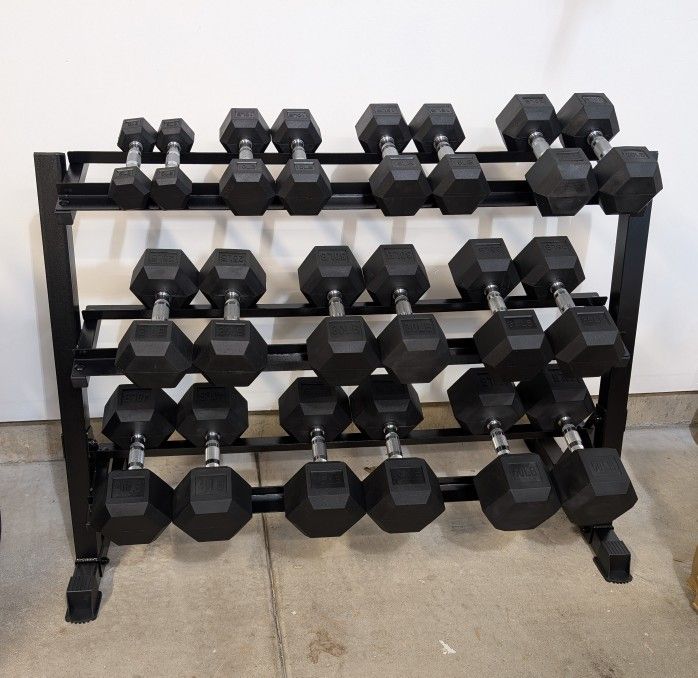 Brand New Hex Dumbbell Set 5-50lbs