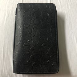 Coach Men's Pebble Black Leather Organizer