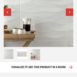 Beautiful Ceramic  Gray And White  Wavy Tile