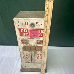Vintage 1970s US Postage Stamp Dispenser Vending Machine 25 Cent Double Slot