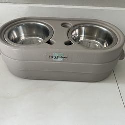Our Pets Store-N-Feed Jr. Elevated Double-Diner Pet Feeder