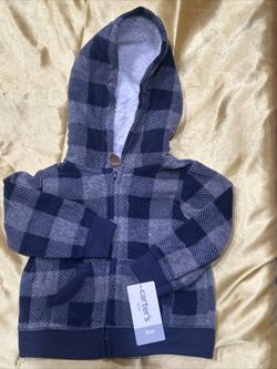 Carter’s Happy Camper Blue & Grey Plaid Baby Jacket 9 month