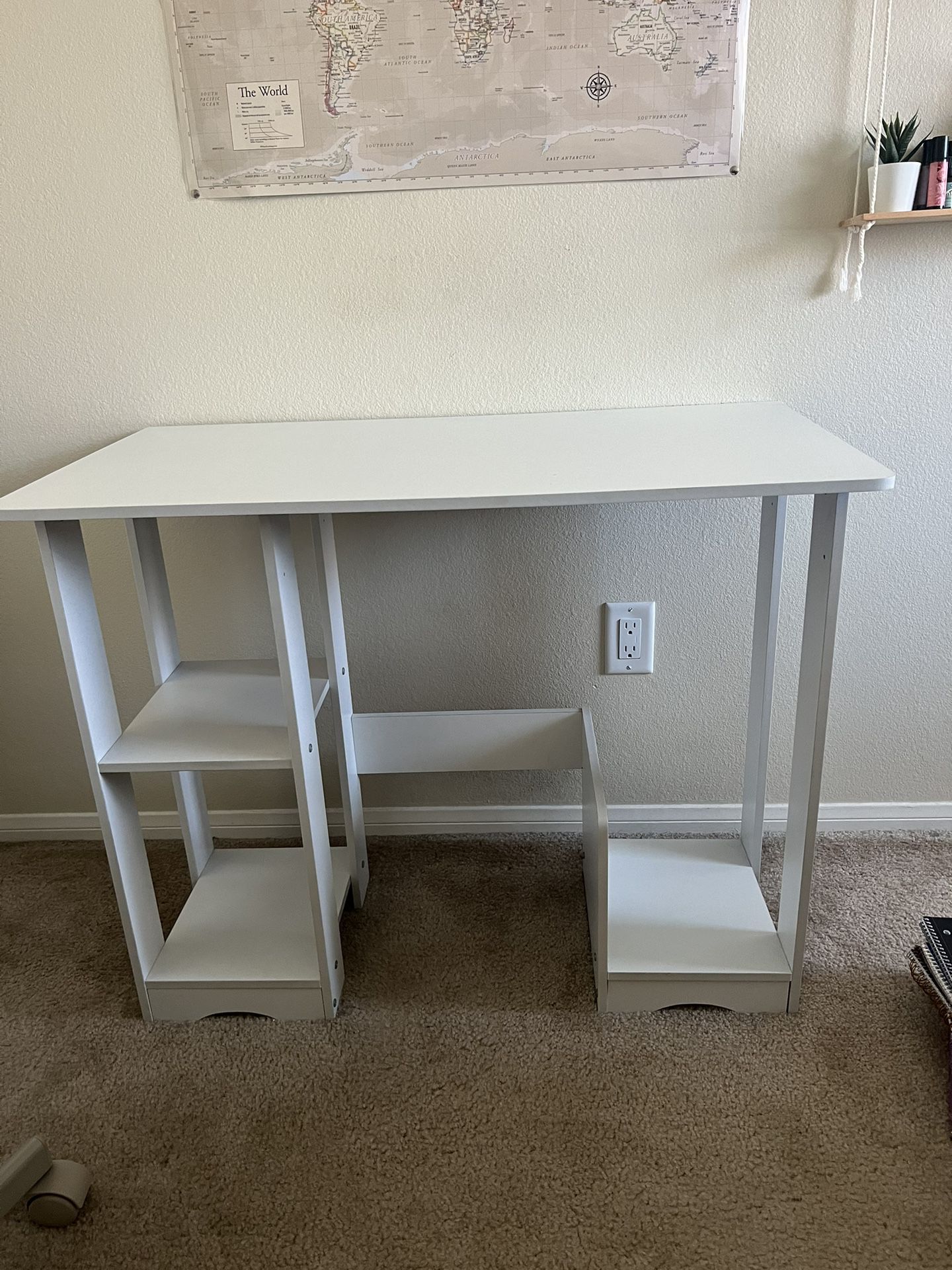 SMALL WHITE DESK WITH SHELVES 
