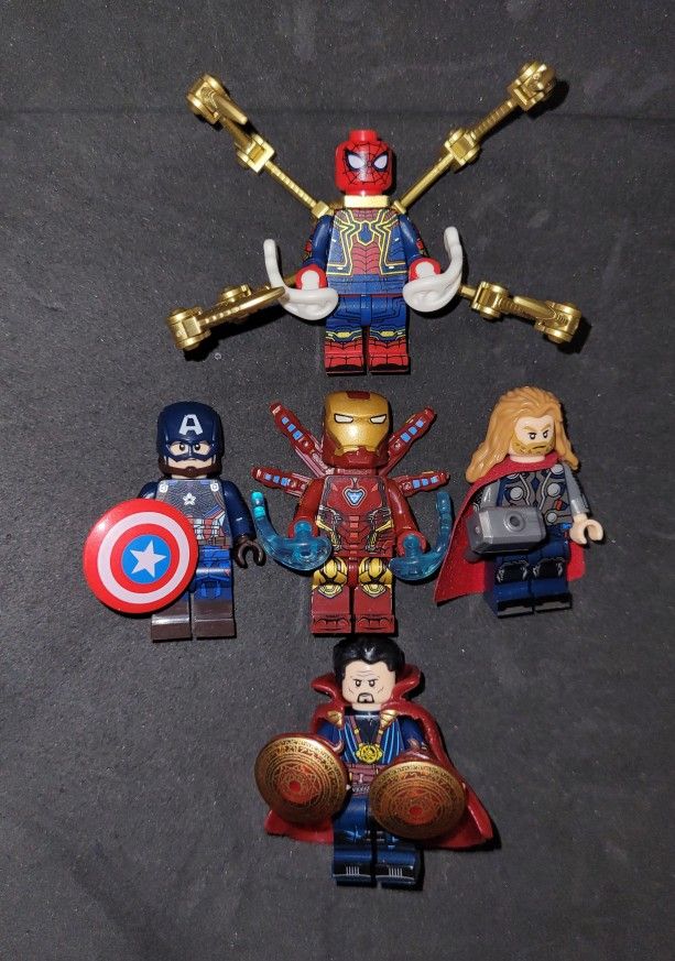 New Marvel Spiderman, Captain America, Ironman, Thor & Dr. Strange Set