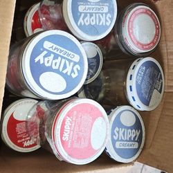 Vintage Skippy  Glass Jars With Lids