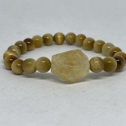 Natural Charged Citrine &  Golden Tiger Eye Bracelet(known For : Reduce Stress & Anxiety,decision & $ Making,remove Negativity,bring Prosperity.)