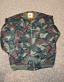 (Size M) Nike Men's Camo Woodland Bomber Jacket Full Zip Lined Pockets