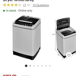 Costway Full-Automatic Washing Machine 1.5 Cu.Ft 11 LBS Washer & Dryer White\Grey
