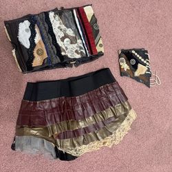 New small steampunk corset skirt renaissance Victorian costume outfit leather