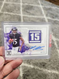 Marquis brown impeccable number 48/75 auto player worn material football card