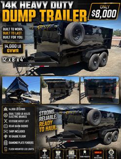 Dump trailer 14k axles 12x4x8 20k hoist
