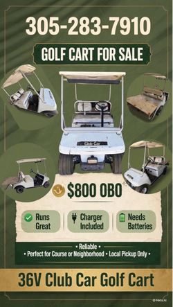 36V Club Car Golf Cart – Runs Great – Charger Included – $800 OBO
