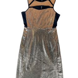 EUC BCBGMAXAZRIA Gold Sequin Holiday Mini Dress