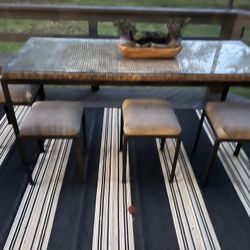 Outdoor Table, Iron Glass And Return Return