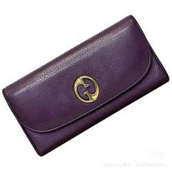 Gucci long Deep Purple Leather Wallet with Gold Logo