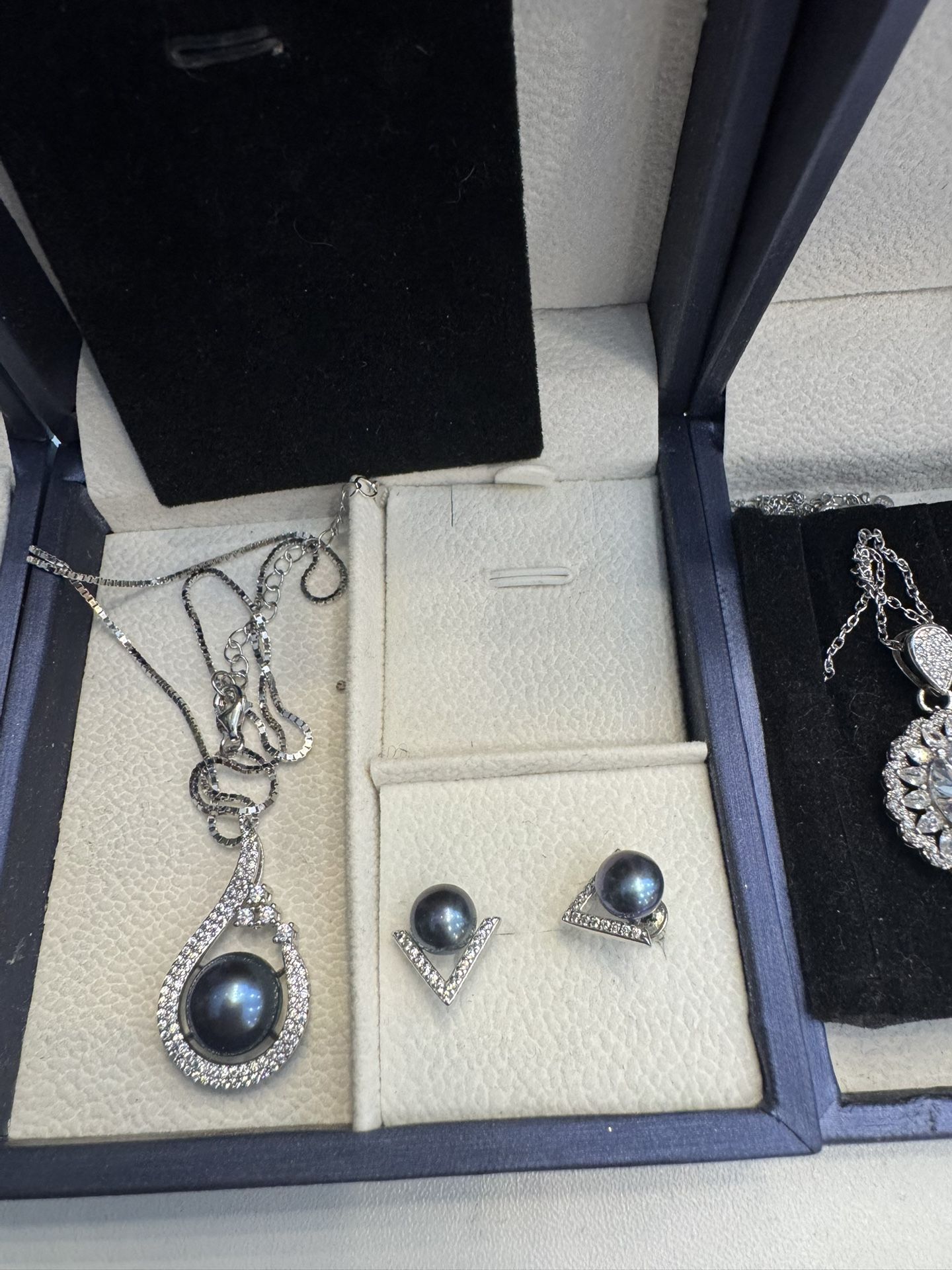 jewelry set 75 real black pearl