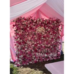 Flower Backdrop And Neon Sign 