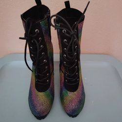 Rainbow Sparkle Rhinestone Boot