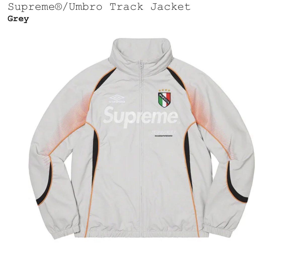Supreme Umbro track Jacket SS Grey Large for Sale in Lake Forest
