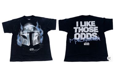 Star Wars Mandalorian Helmet Black T Shirt Mens Large New I Like Those Odds