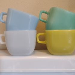 Glasbake Milk Glass Square Cups