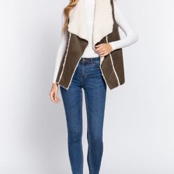 SUEDE FUR BONDED VEST