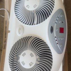 Bionaire 8.5" Twin Window Fan with Reversible Airflow, 3 Speeds, Remote Control